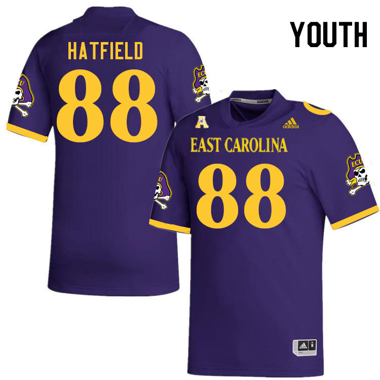 Youth #88 Jsi Hatfield ECU Pirates 2023 College Football Jerseys Stitched-Purple
